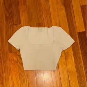 Aritzia Cream Ribbed Square Neck Crop Top